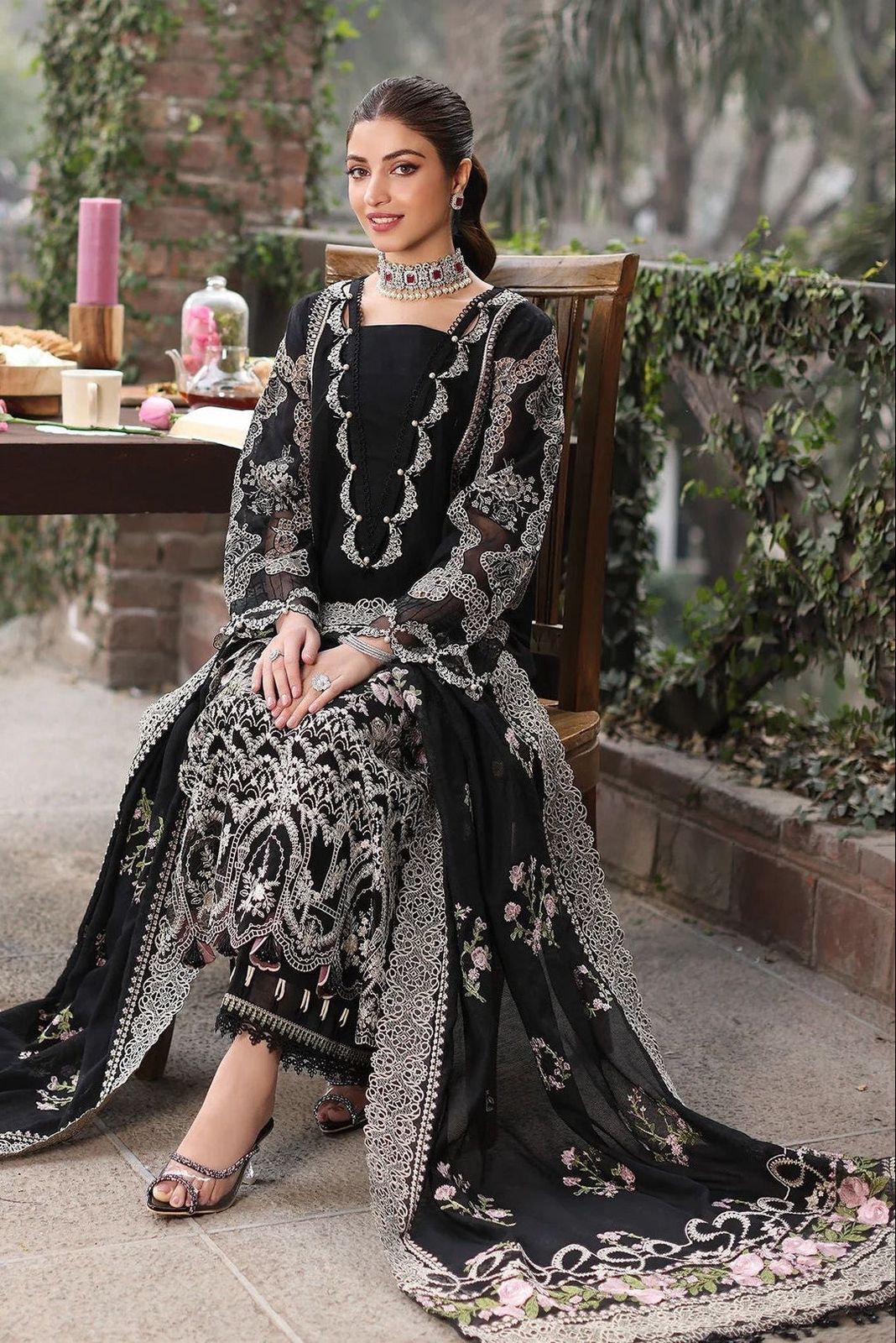 KF-2644 Unstitched Heavy Embroidered Dhanak Suit With Embroidered Dhanak Shawl