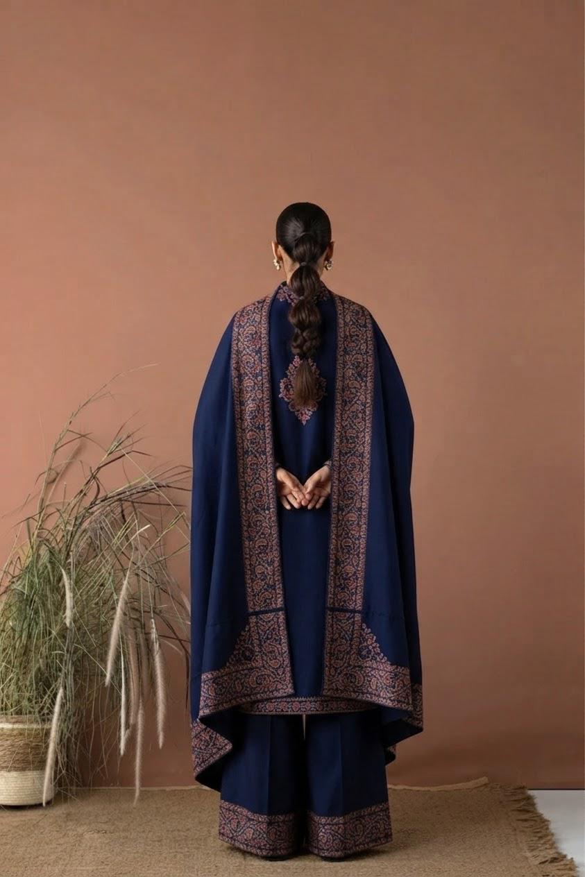 BT-2880A Unstitched Embroidered Dhanak Suit With Embroidered Dhanak Shawl