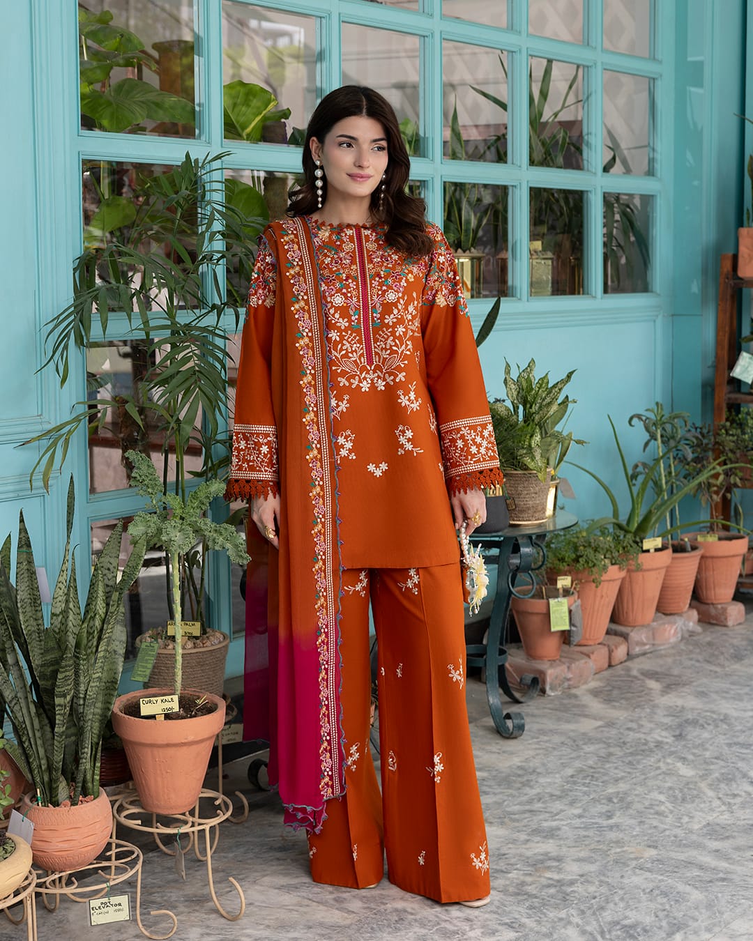 PZ-2633 Unstitched Fully Embroidered Dhanak Suit With Digital Printed Wool Shawl