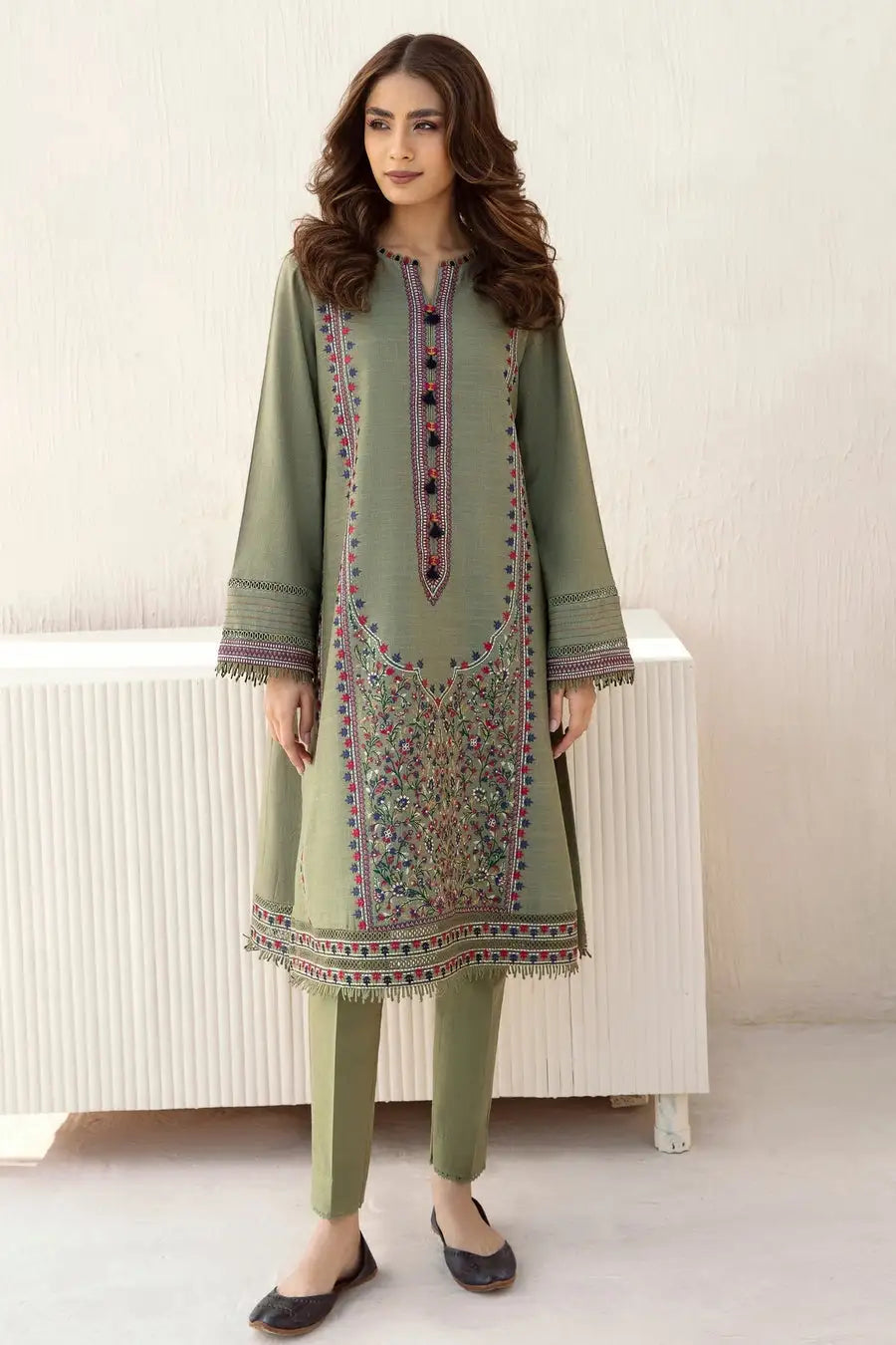JZ-710 Unstitched Fully Embroided Dhanak Suit With Dhanak Dupatta