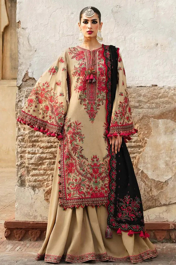 BR-690 Unstitched Heavy Embroidered Dhanak Suit Embroidered Dhanak Shawl
