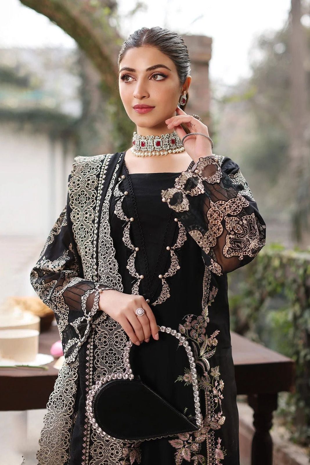 KF-2644 Unstitched Heavy Embroidered Dhanak Suit With Embroidered Dhanak Shawl
