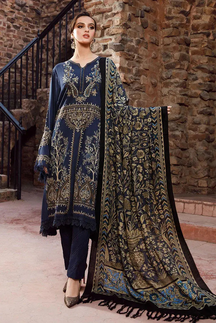 MB-2060 Dhanak Embroidered Suit With Digital Printed Wool Shawl