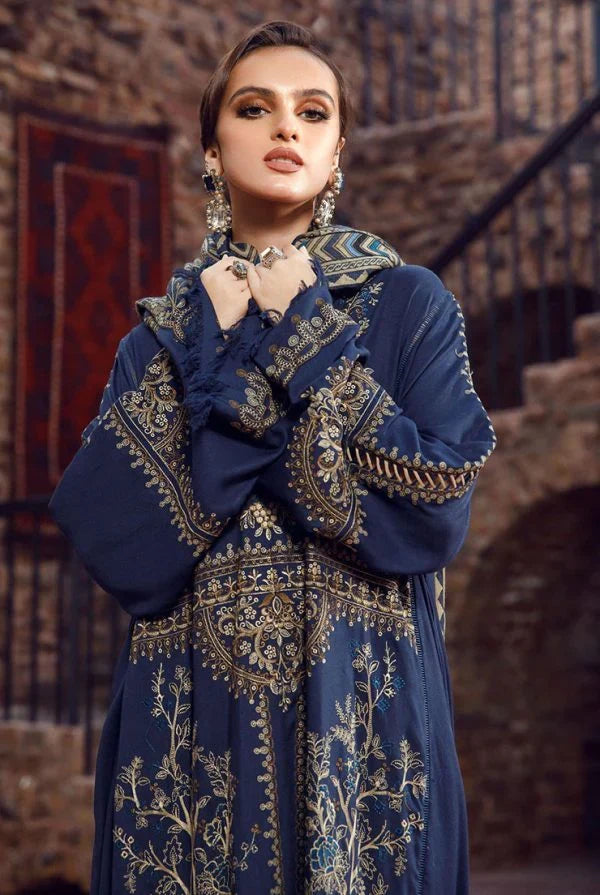MB-2060 Dhanak Embroidered Suit With Digital Printed Wool Shawl
