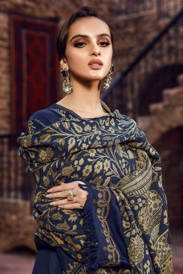 MB-2060 Dhanak Embroidered Suit With Digital Printed Wool Shawl