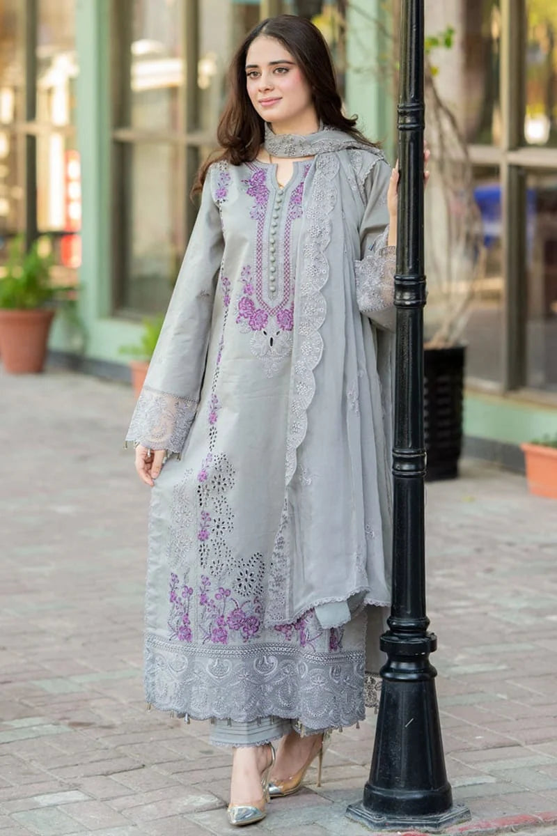 MS-170 Unstitched Embroidered Dhanak Suit 3pc With Embroidered Dhanak Shawl