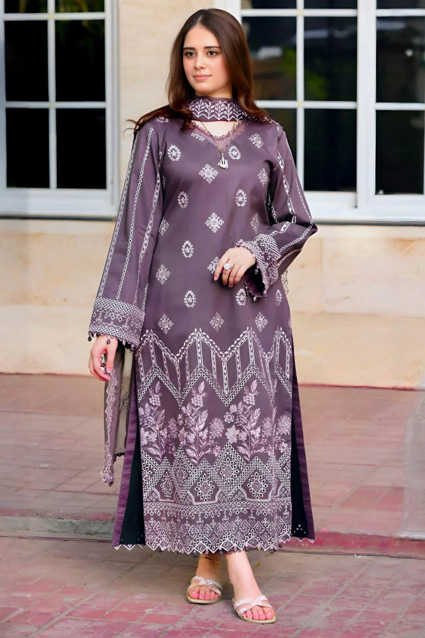 NS-915 Unstitched Fully Embroidered Lawn Suit With Embroidered Chiffon Dupatta