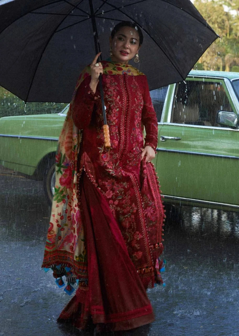 MB-550 Dhanak Embroidered Suit With Digital Printed Woolen Shawl