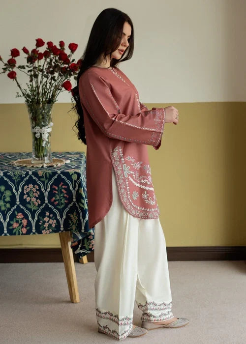 2 Piece - Unstitched Fully Embroidered Dhanak Suit With Embroidered Trouser