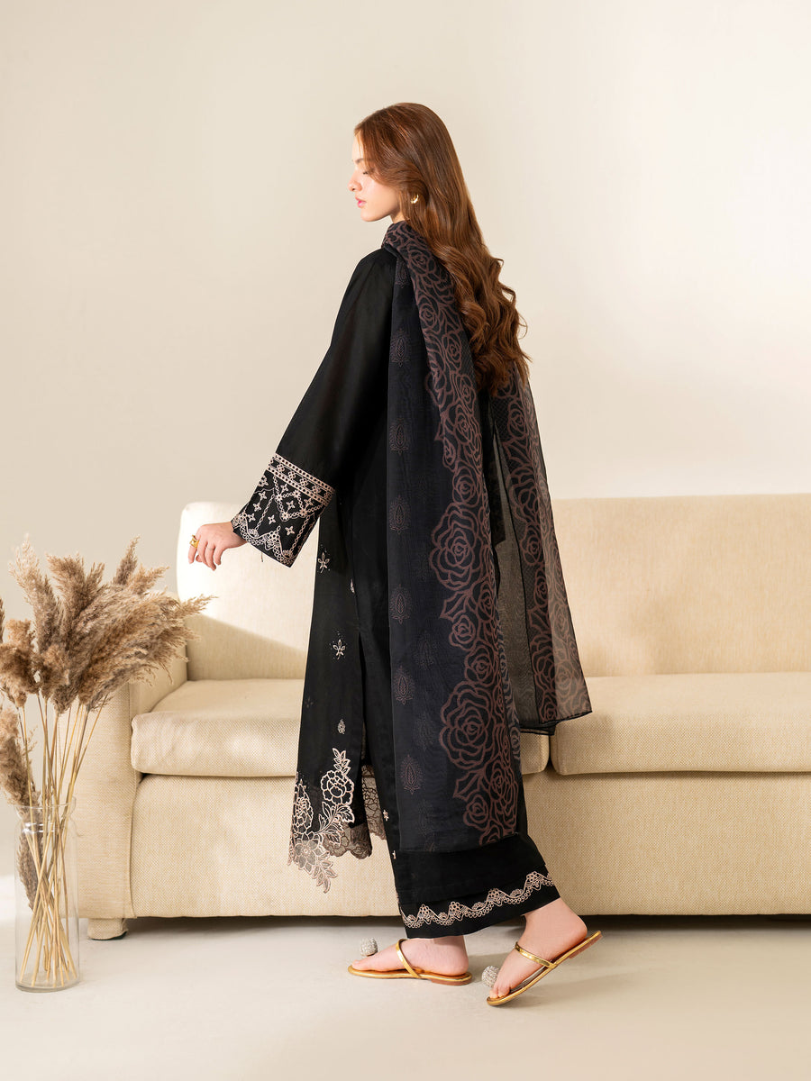 GA-9633 Unstitched Fully Embroidered Dhanak Suit With Printed Wool Shawl
