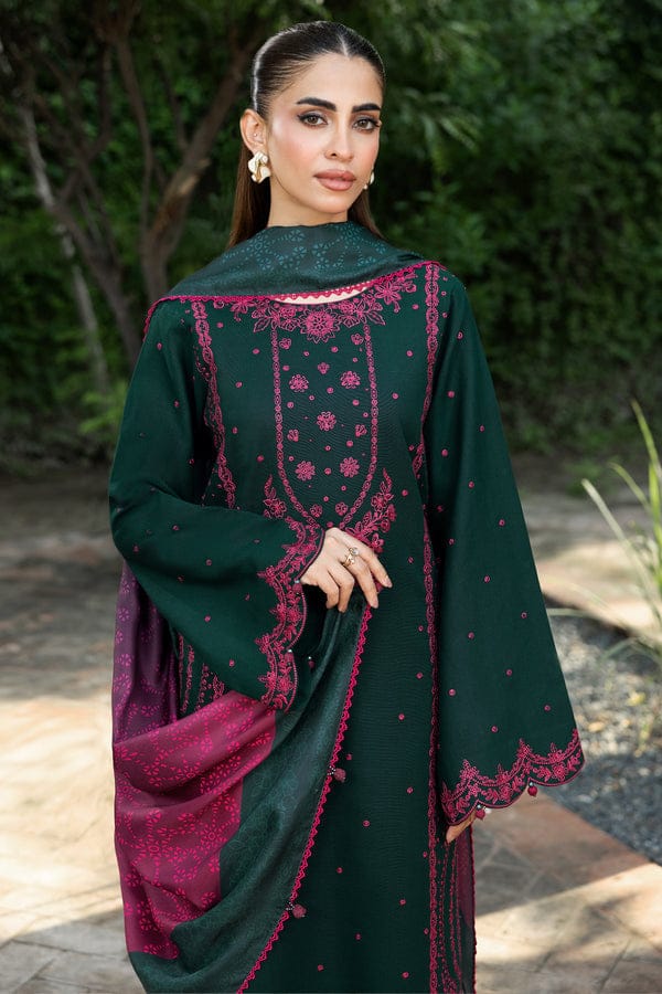 FA-2563 Unstitched Heavy Embroidered Dhanak Suit With Printed Wool Shawl