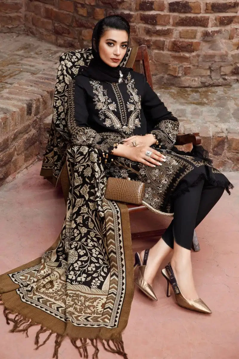 MB-2061 Dhanak Embroidered Suit With Digital Printed Wool Shawl