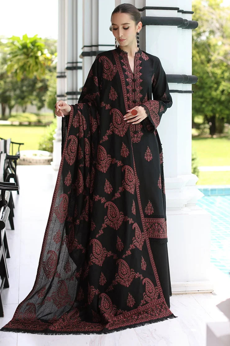 SP-565 Unstitched Heavy Embroidered Dhanak Suit With Embroidered Dhanak Shawl