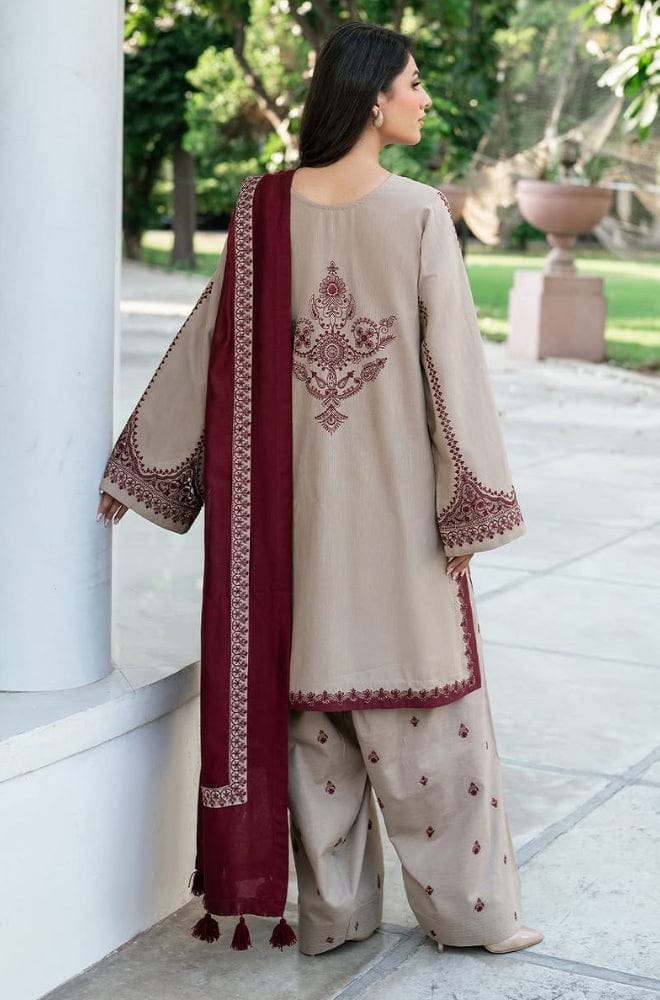 KD-910 Unstitched Heavy Embroidered Dhanak Suit With Embroidered Dhanak Shawl