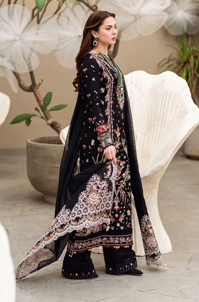 QL-2655 Unstitched Heavy Embroidered Dhanak Suit With Bamber Chiffon Embroidered Dupatta