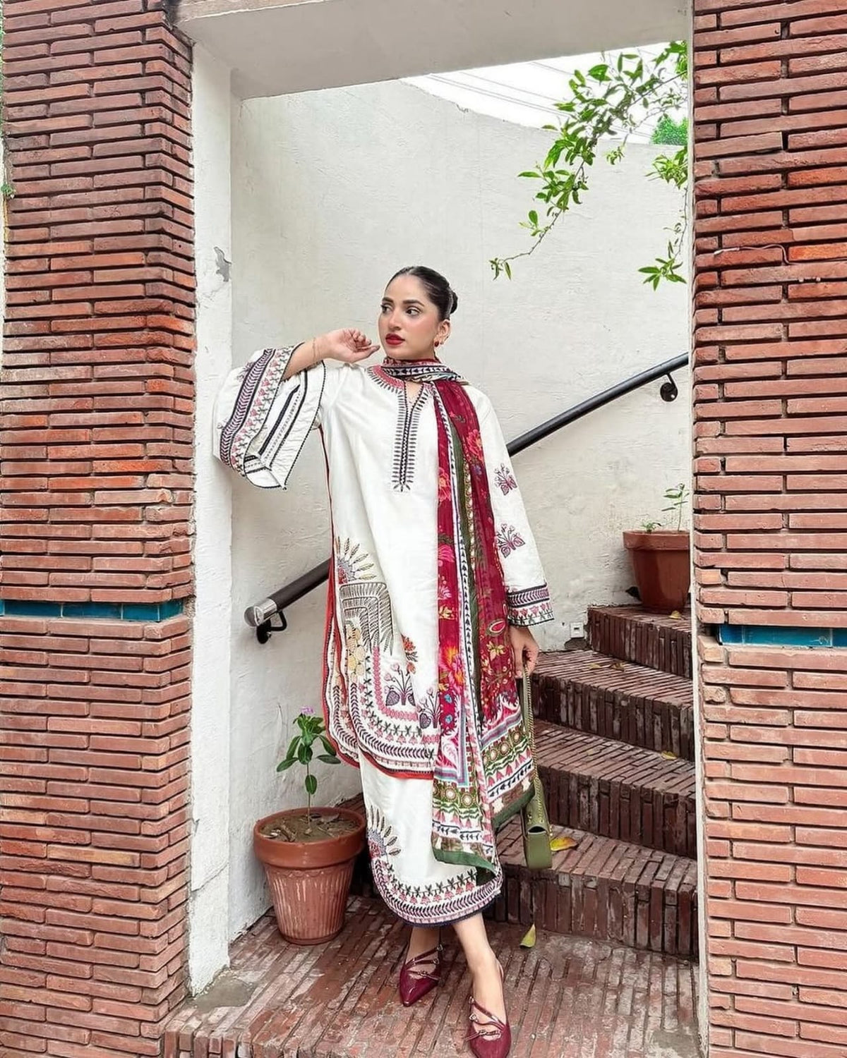 UG-2313 Unstitched Heavy Embroidered Dhanak Suit With Digital Printed Wool Shawl