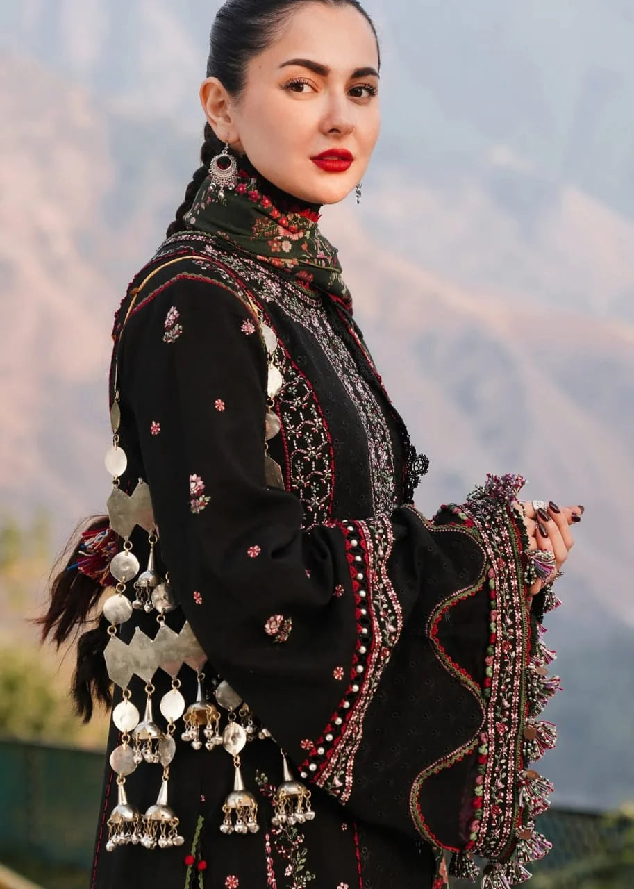 MB-520 Dhanak Embroidered Suit With Digital Printed Woolen Shawl