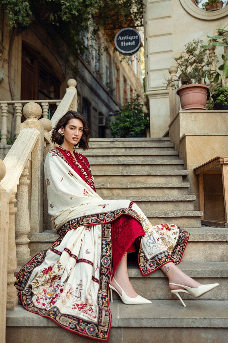 MQ-560 Dhanak Embroidered Suit with Dhanak Embroidered Shawl