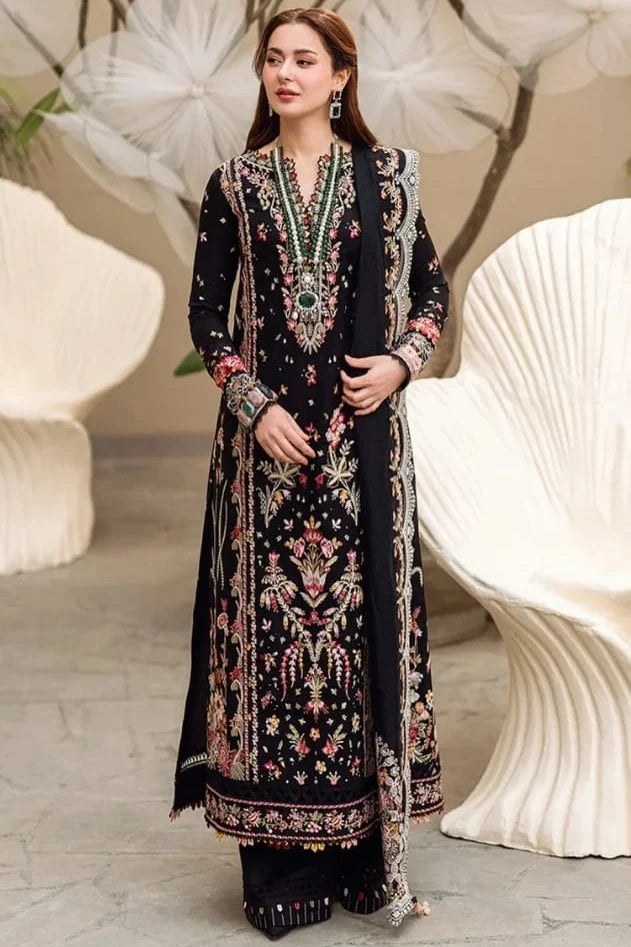 QL-2655 Unstitched Heavy Embroidered Dhanak Suit With Bamber Chiffon Embroidered Dupatta