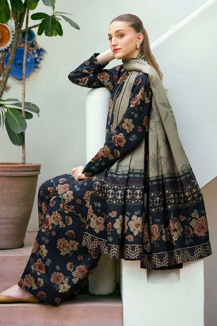 BQ-412 Digital Printed Dhanak Suit 3pc With Dhanak Digital Printed Dupatta