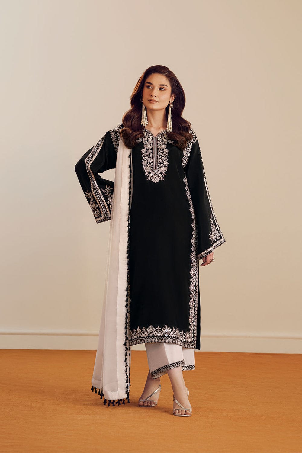 BK-1903 Unstitched Heavy Embroidered Dhanak Suit With Embroidered Dhanak Shawl