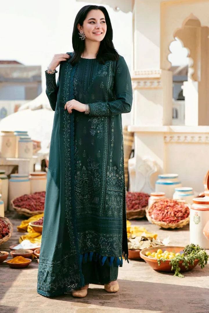 MB-935 Unstitched Fully Embroidered Dhanak Suit Embroidered Dhanak Shawl
