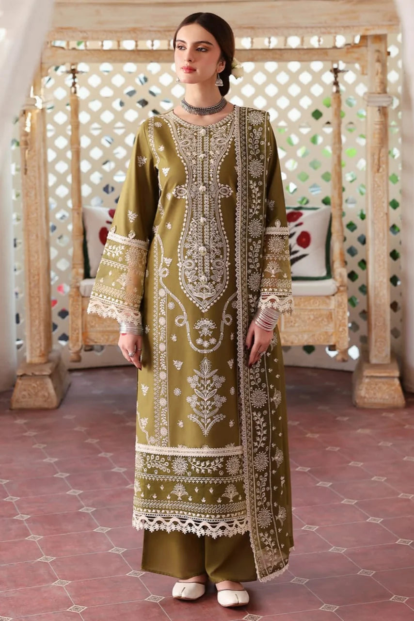 MR-590 Unstitched Heavy Embroidered Dhanak Suit With Embroidered Dhanak Shawl