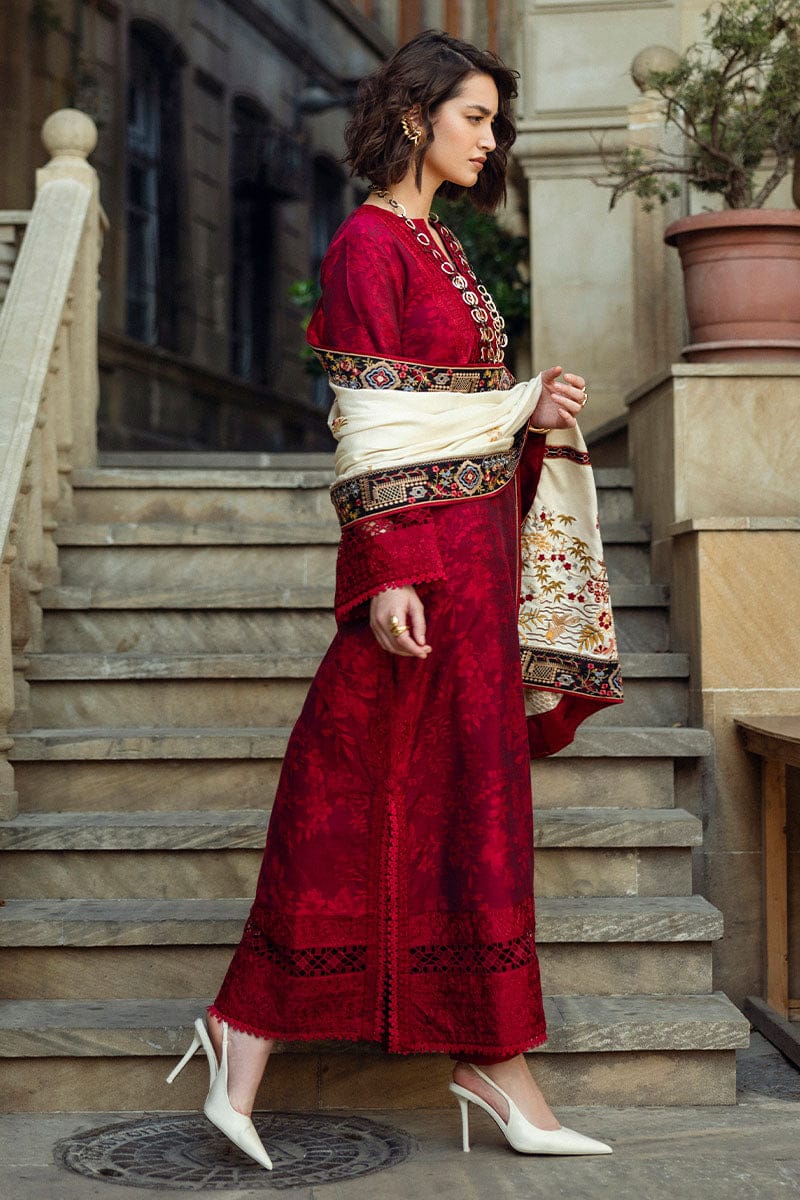 MQ-560 Dhanak Embroidered Suit with Dhanak Embroidered Shawl