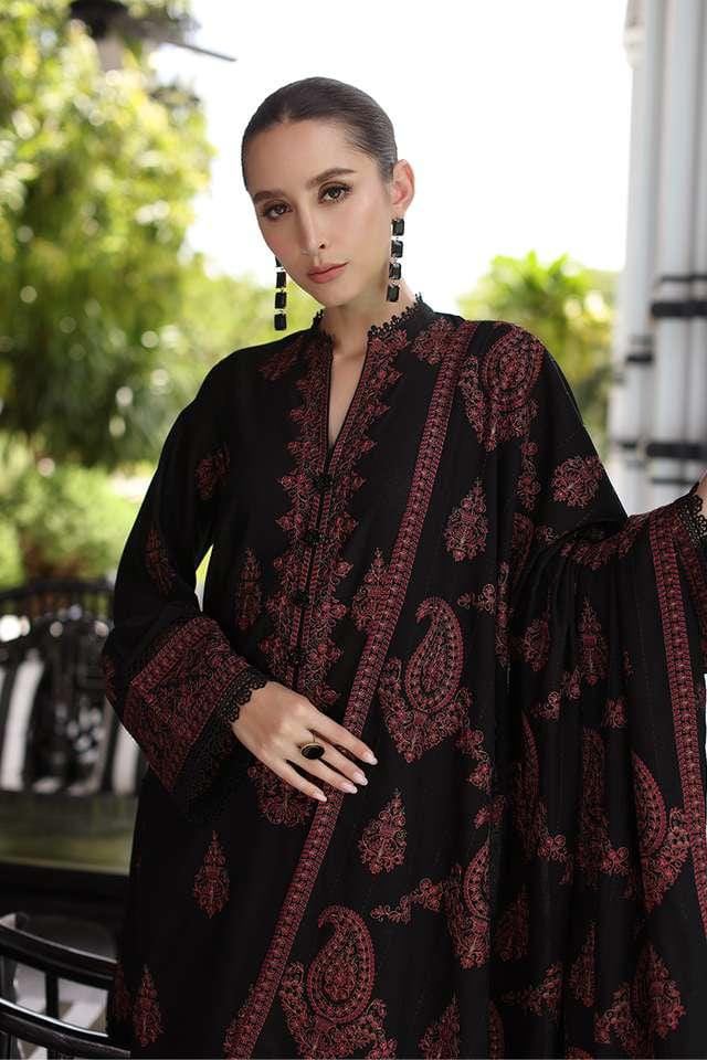 SP-565 Unstitched Heavy Embroidered Dhanak Suit With Embroidered Dhanak Shawl