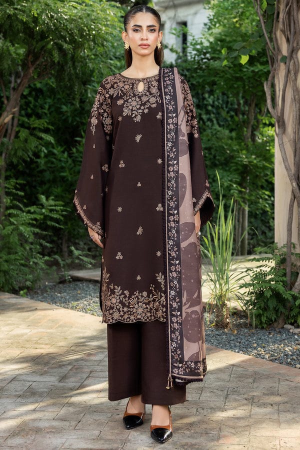 BQ-140 Dhanak Embroidered Suit With Digital Printed Wool Shawl