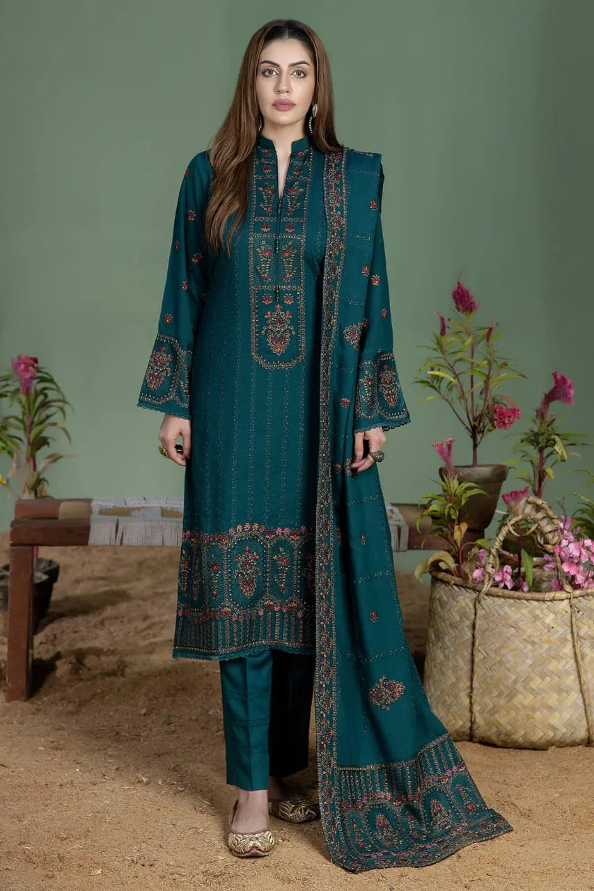 AJ-940 Unstitched Fully Embroidered Lawn Suit With 4 Sided Embroidered Lawn Dupatta