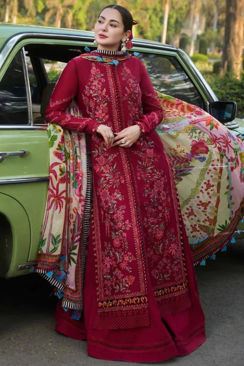 MB-550 Dhanak Embroidered Suit With Digital Printed Woolen Shawl