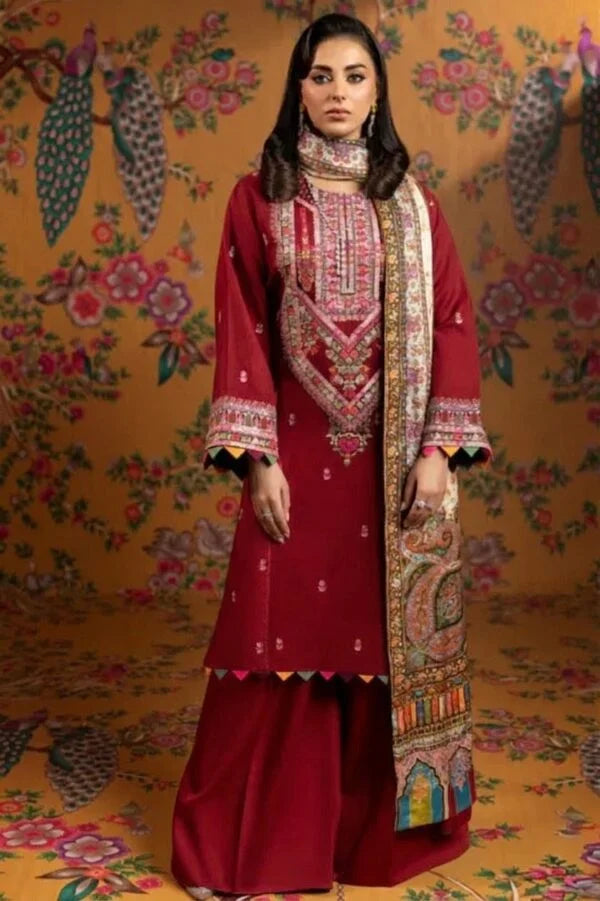 AA-41 Unstitched Embroidered Lawn Suit 3pc With Digital Printed Dupatta
