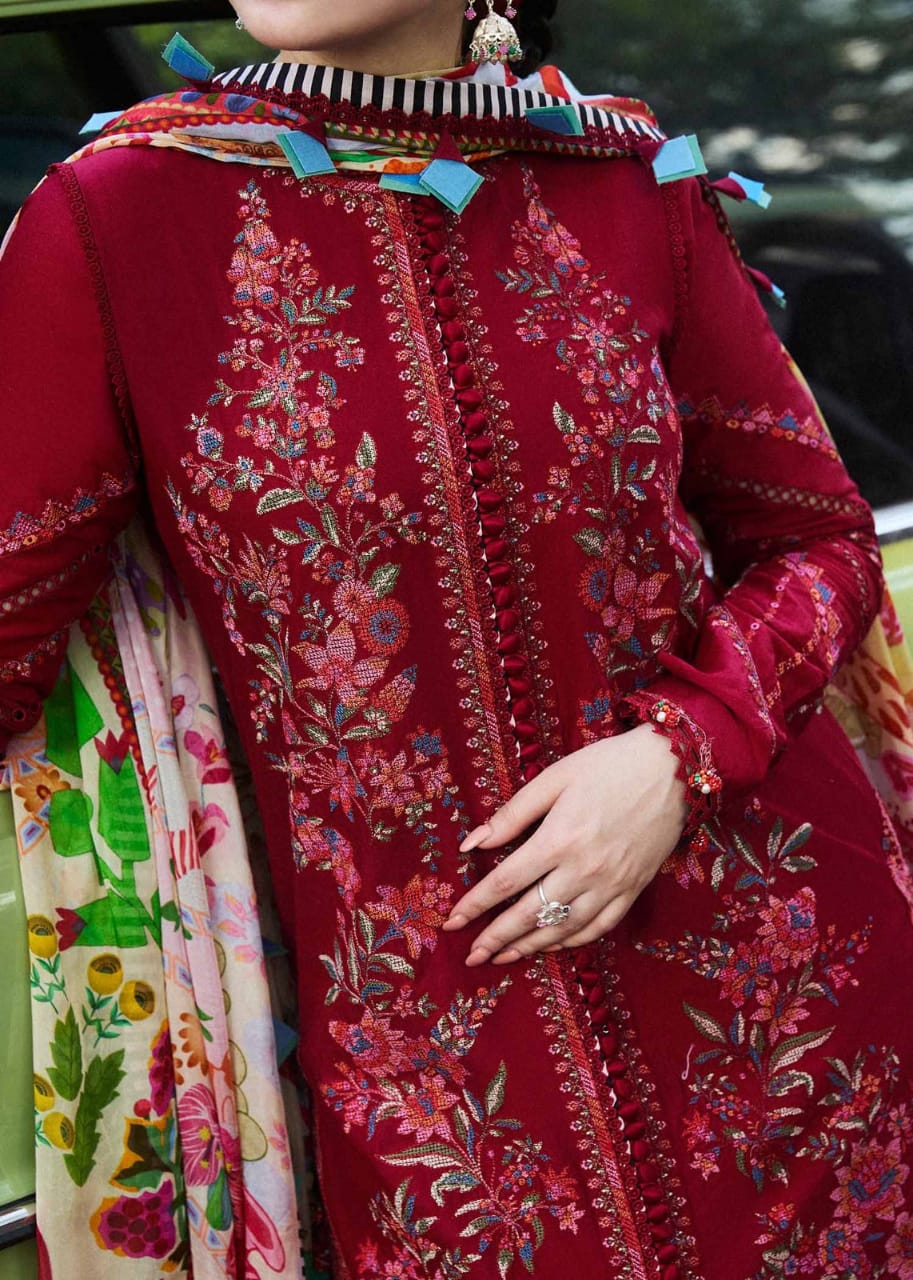 MB-550 Dhanak Embroidered Suit With Digital Printed Woolen Shawl