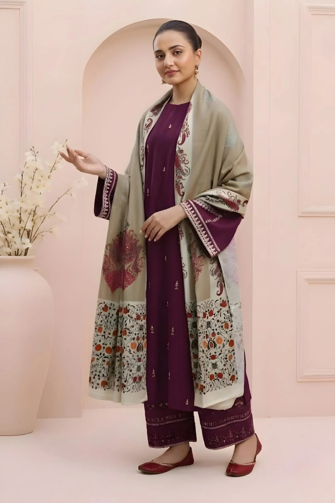 AA-16 Unstitched Embroidered Lawn Suit 3pc With Digital Printed Dupatta