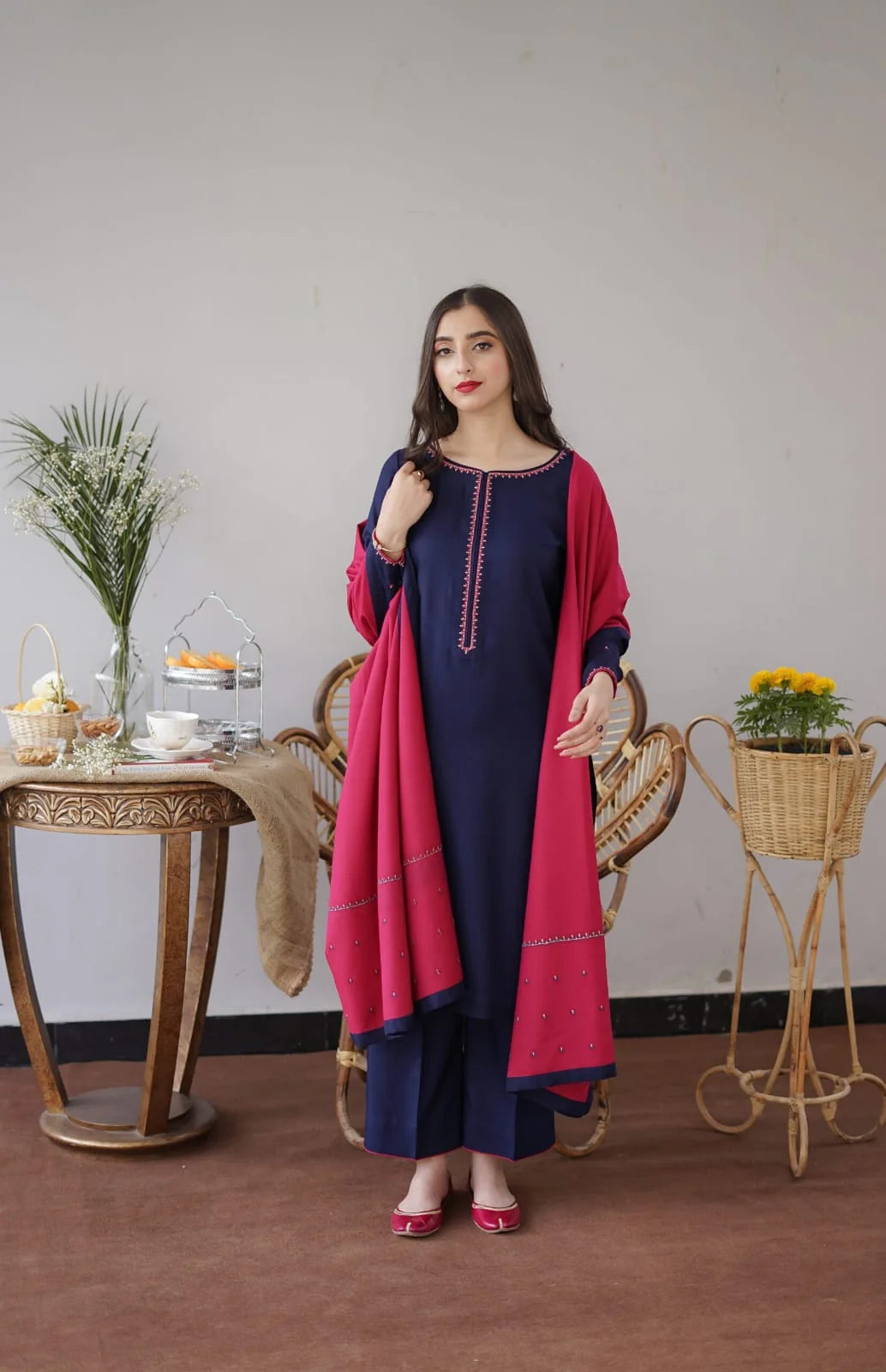 MB-1146 Unstitched Fully Embroided Dhanak Suit With Dhanak Dupatta