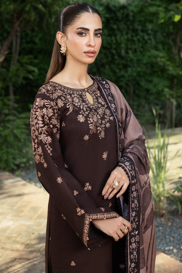 BQ-140 Dhanak Embroidered Suit With Digital Printed Wool Shawl