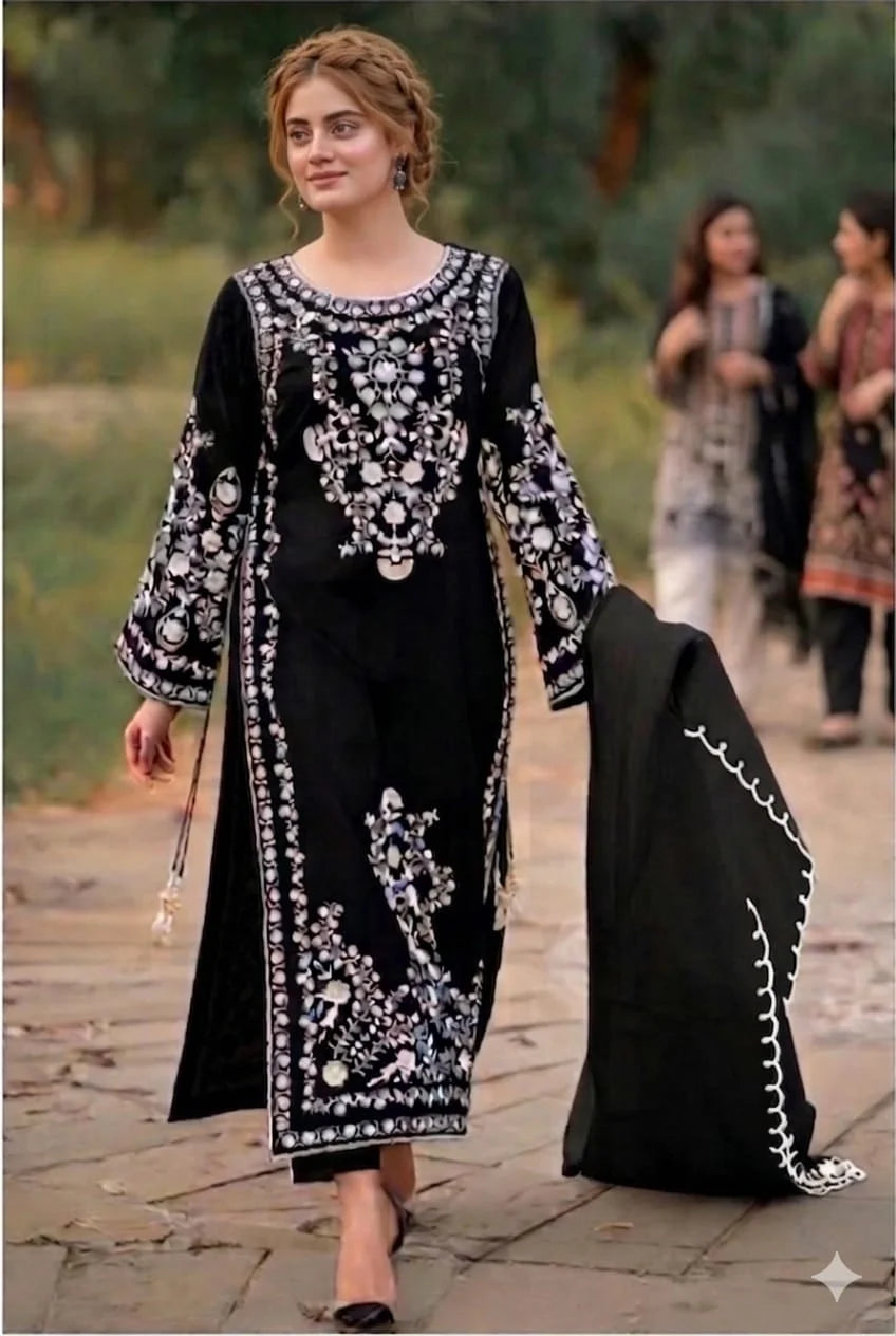 AA-20 Lawn Embroidered 3pc Suit With Bamber Chiffon Embroidered Dupatt