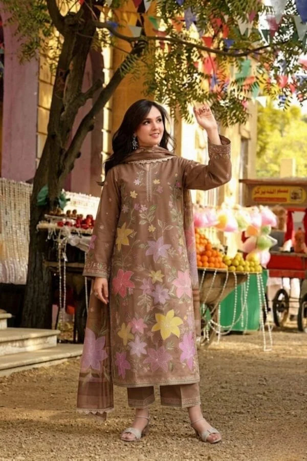 Aneelas-Lawn Unstitched Embroidered Suit With Digital Printed Dupatta