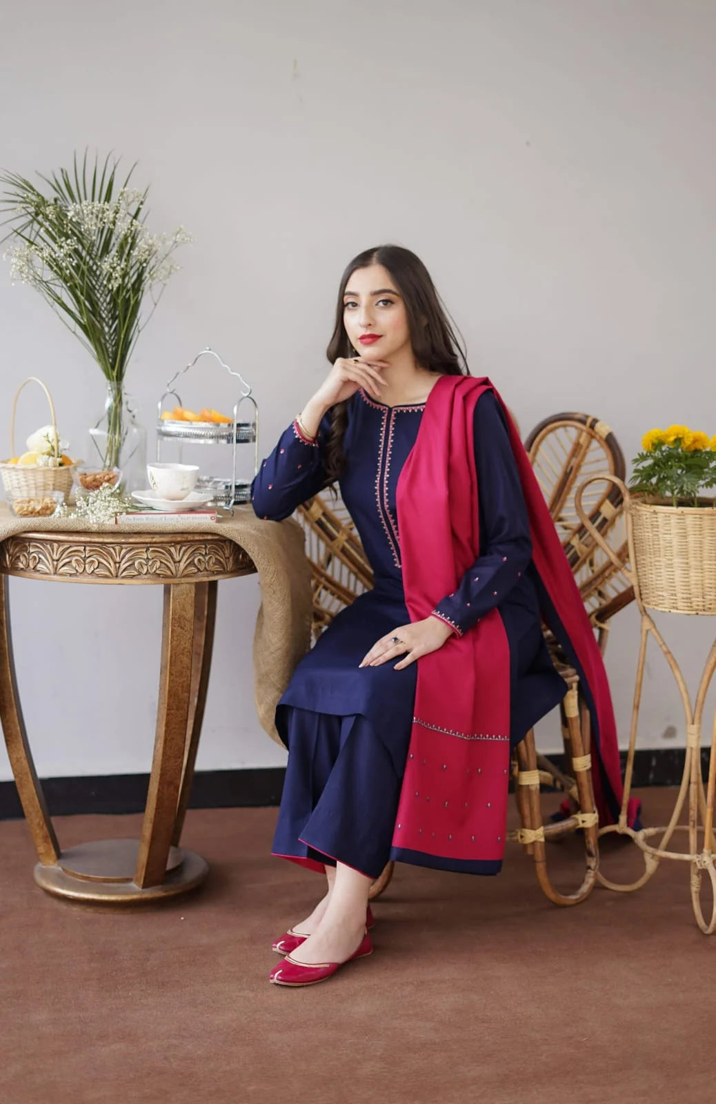 MB-1146 Unstitched Fully Embroided Dhanak Suit With Dhanak Dupatta
