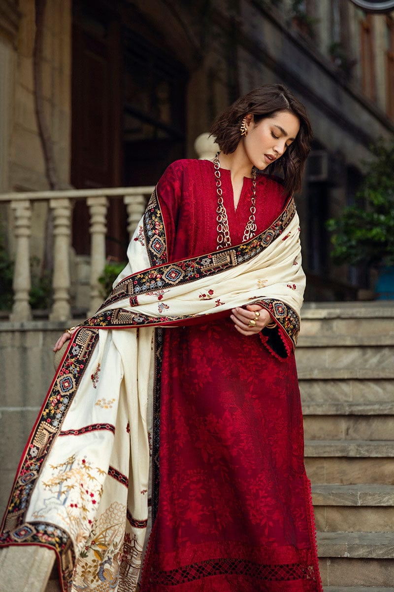 MQ-560 Dhanak Embroidered Suit with Dhanak Embroidered Shawl