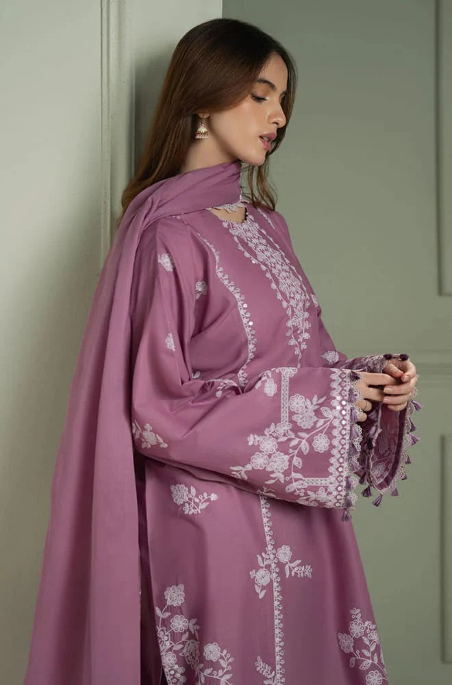 CS-900 Unstitched Heavy Embroidered Lawn Suit With Embroidered Lawn Shawl
