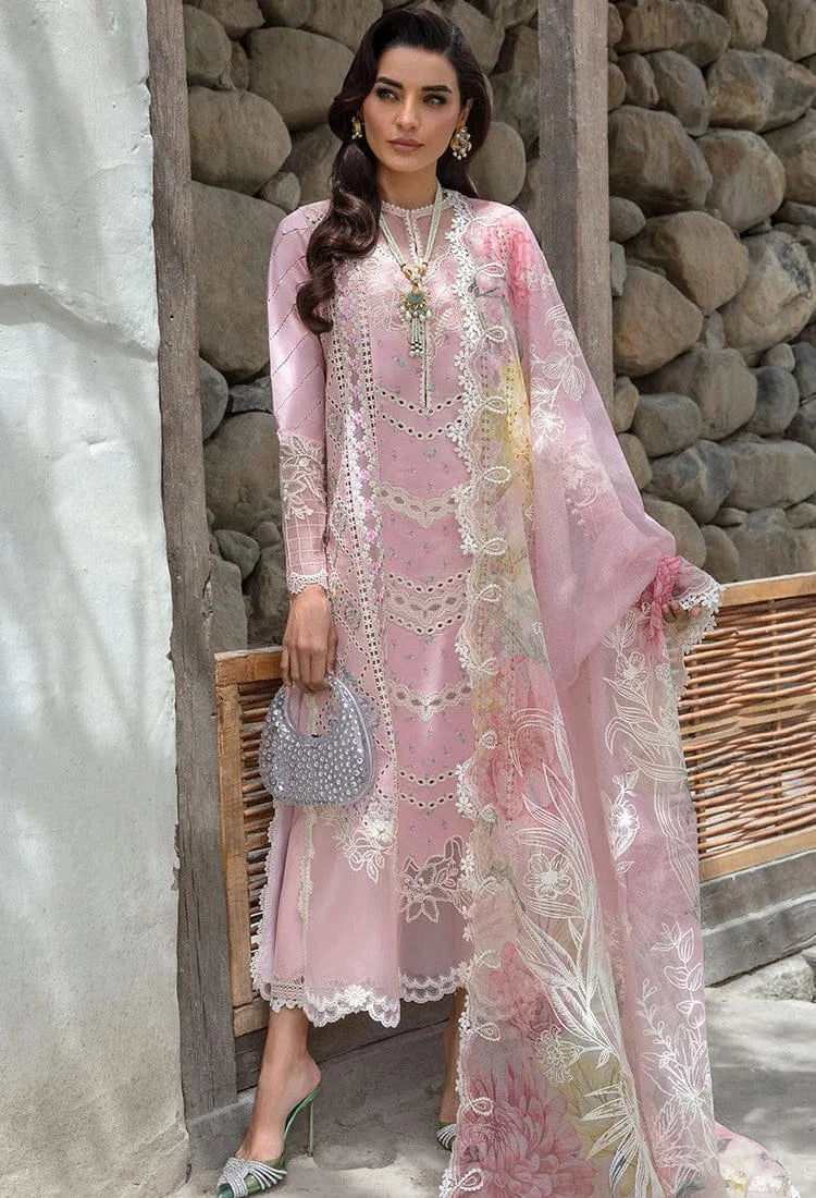 CM-2600 Lawn Unstitched 3pc Embroidered Suit With Embroidered Poly Lawn Dupatta
