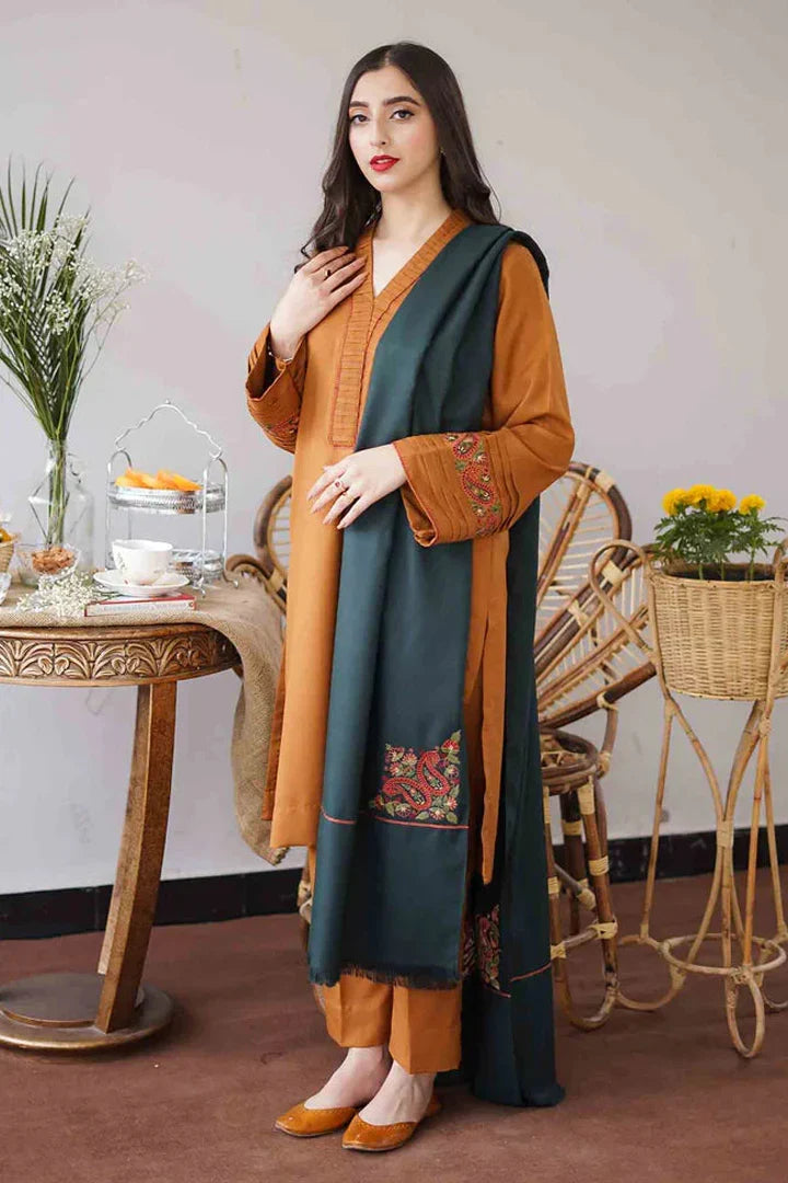 GA-1120 Unstitched Heavy Embroidered Dhanak Suit Embroidered Dhanak Shaw