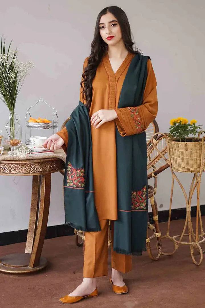 GA-1120 Unstitched Heavy Embroidered Dhanak Suit Embroidered Dhanak Shaw
