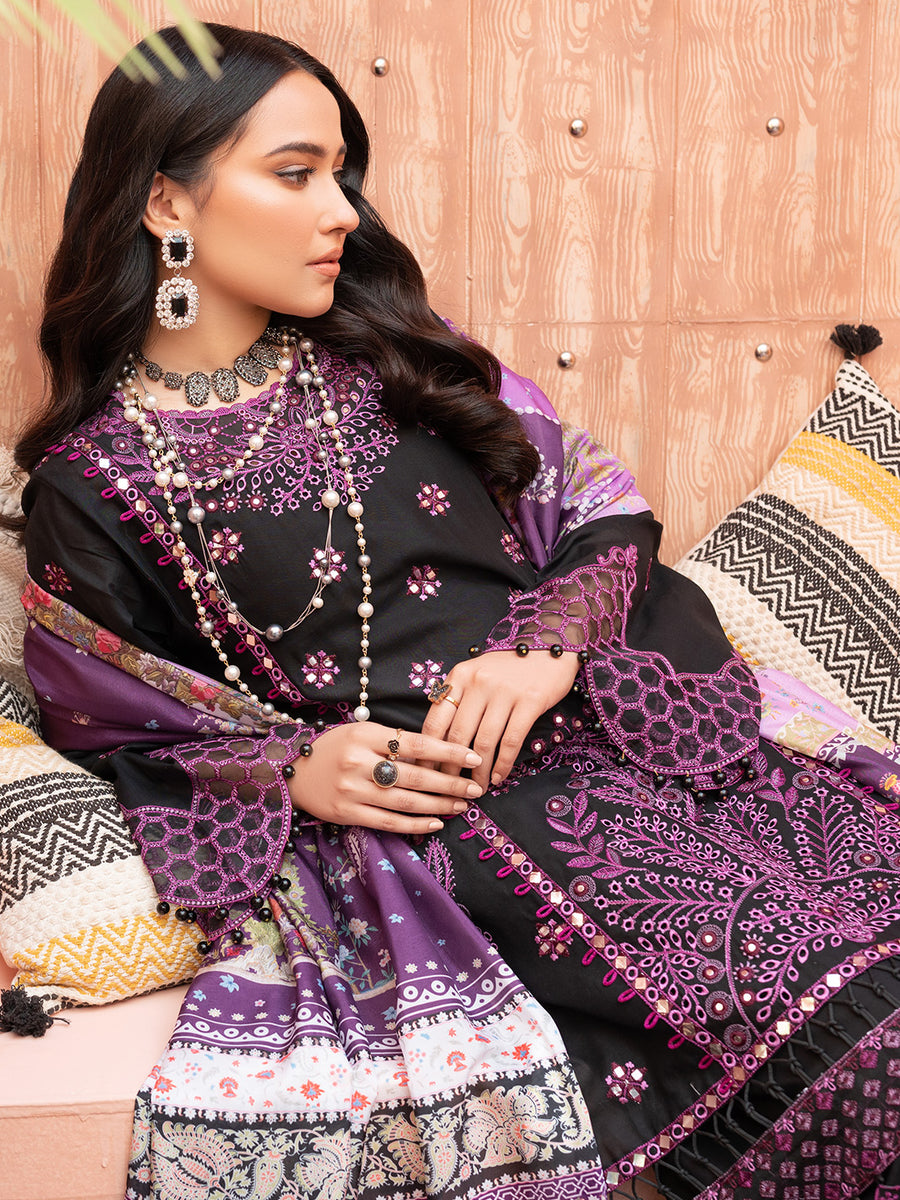 NY-2394 Unstitched Fully Embroidered Dhanak Suit With Digital Printed Wool Shawl