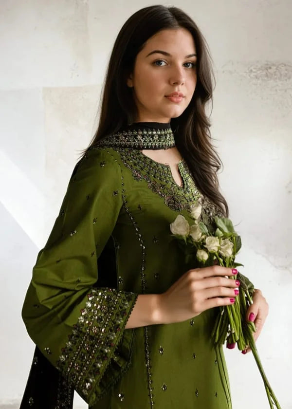 AA-22 Lawn Embroidered 3pc Suit With Bamber Chiffon Embroidered Dupatta