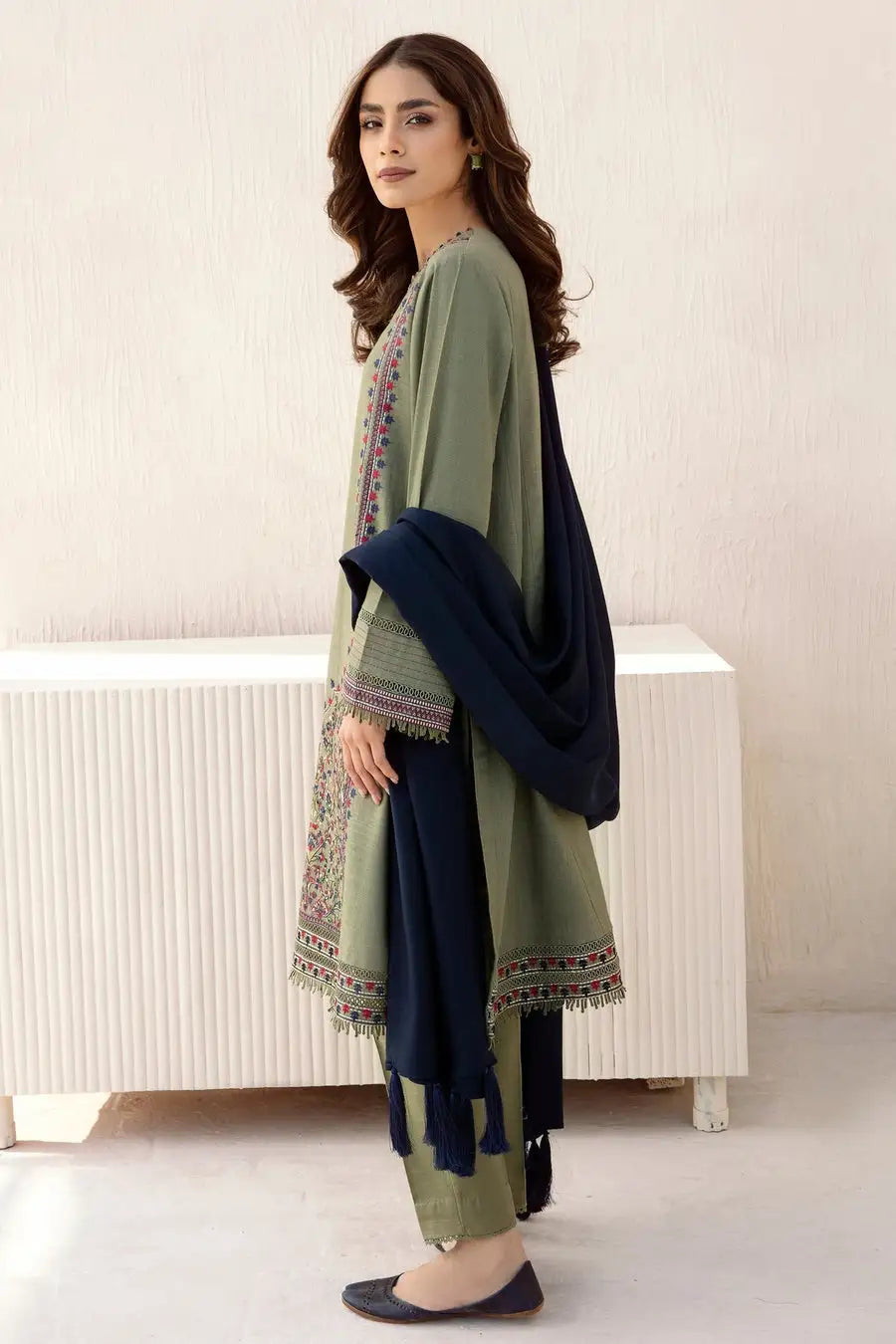 JZ-710 Unstitched Fully Embroided Dhanak Suit With Dhanak Dupatta