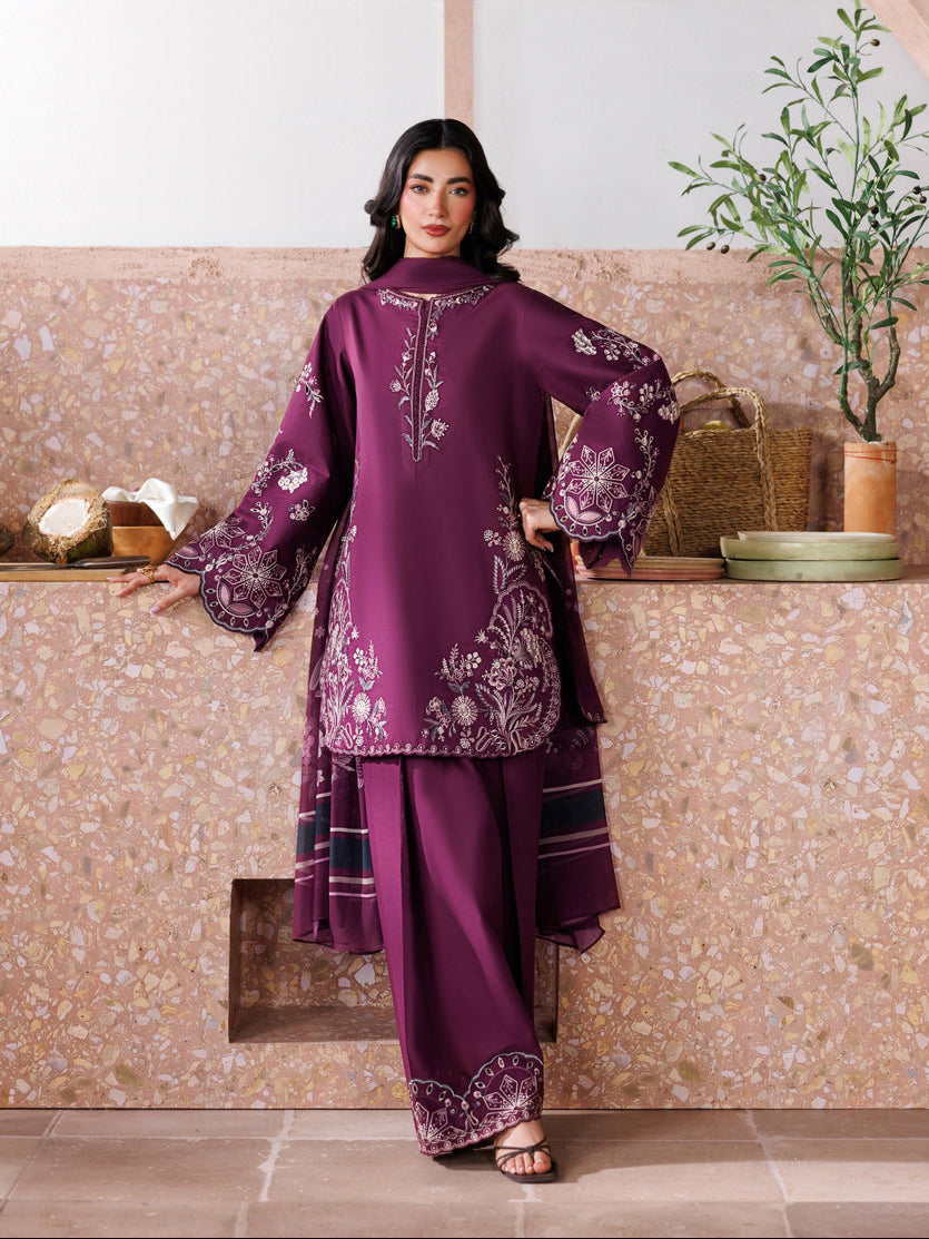 IZ-2613 Unstitched Heavy Embroidered Dhanak Suit With Digital Printed Wool Shawl