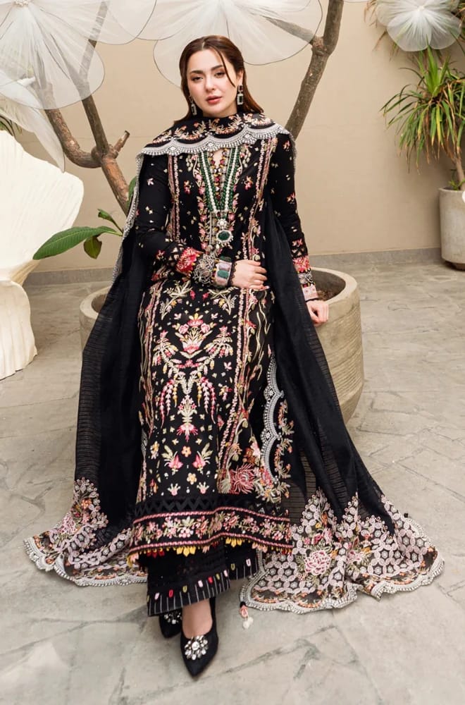 QL-2655 Unstitched Heavy Embroidered Dhanak Suit With Bamber Chiffon Embroidered Dupatta